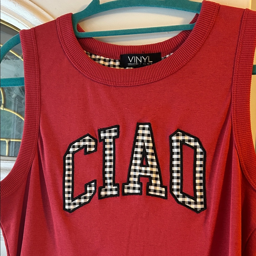 Red Vinyl 'CIAO' Tank Top